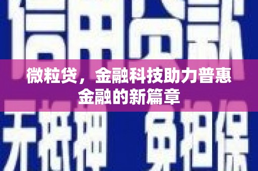 台南微粒贷，金融科技助力普惠金融的新篇章