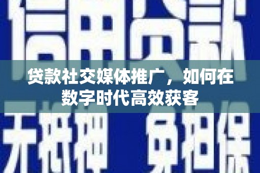 台南贷款社交媒体推广，如何在数字时代高效获客