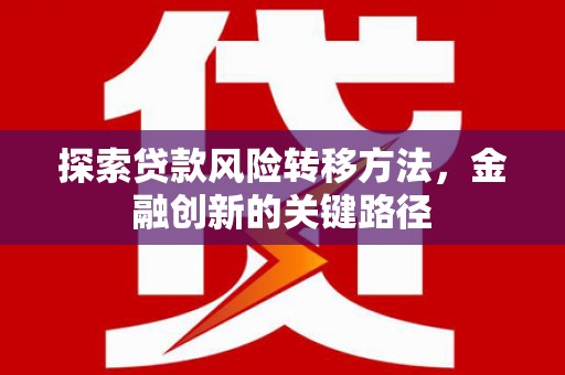 台南探索贷款风险转移方法，金融创新的关键路径