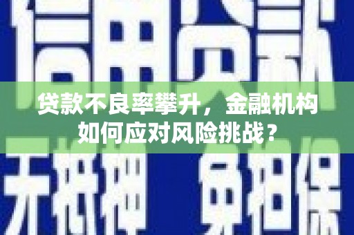 台南贷款不良率攀升，金融机构如何应对风险挑战？