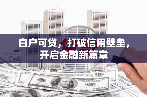 台南白户可贷，打破信用壁垒，开启金融新篇章