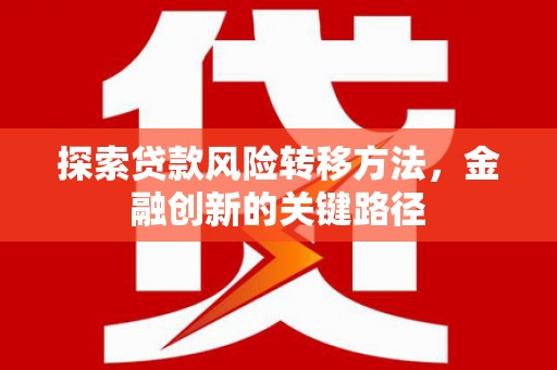 台南探索贷款风险转移方法，金融创新的关键路径