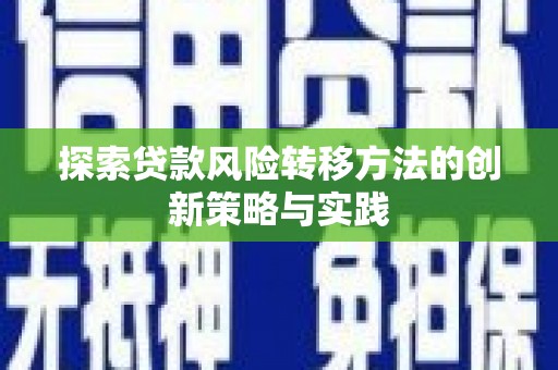 台南探索贷款风险转移方法的创新策略与实践